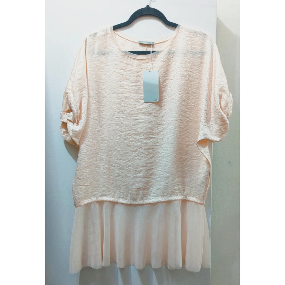 ZARA Oversized Top with Mesh Trim Women's Size S